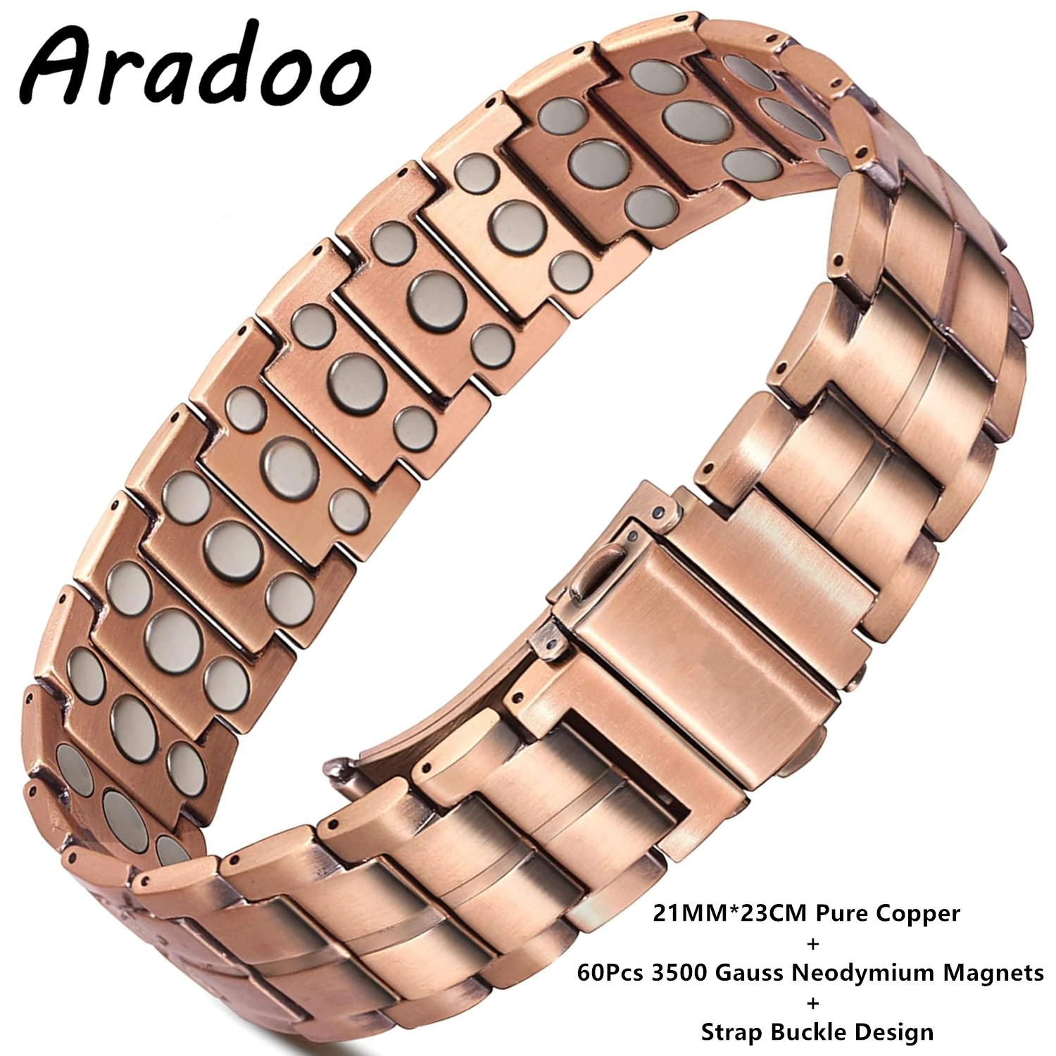 ARADOO 3X Strength 3500 Gauss Neodymium Magnetic Copper Bracelet
