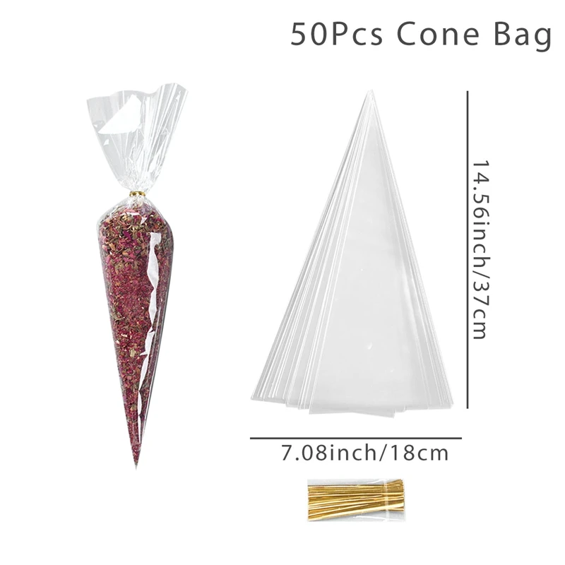 thumbnail image 1 of Bolsa de celofán de plástico transparente con parte superior abierta para caramelos, para envolver piruletas, galletas, regalos pequeños para fiestas de bodas, 1 of 5
