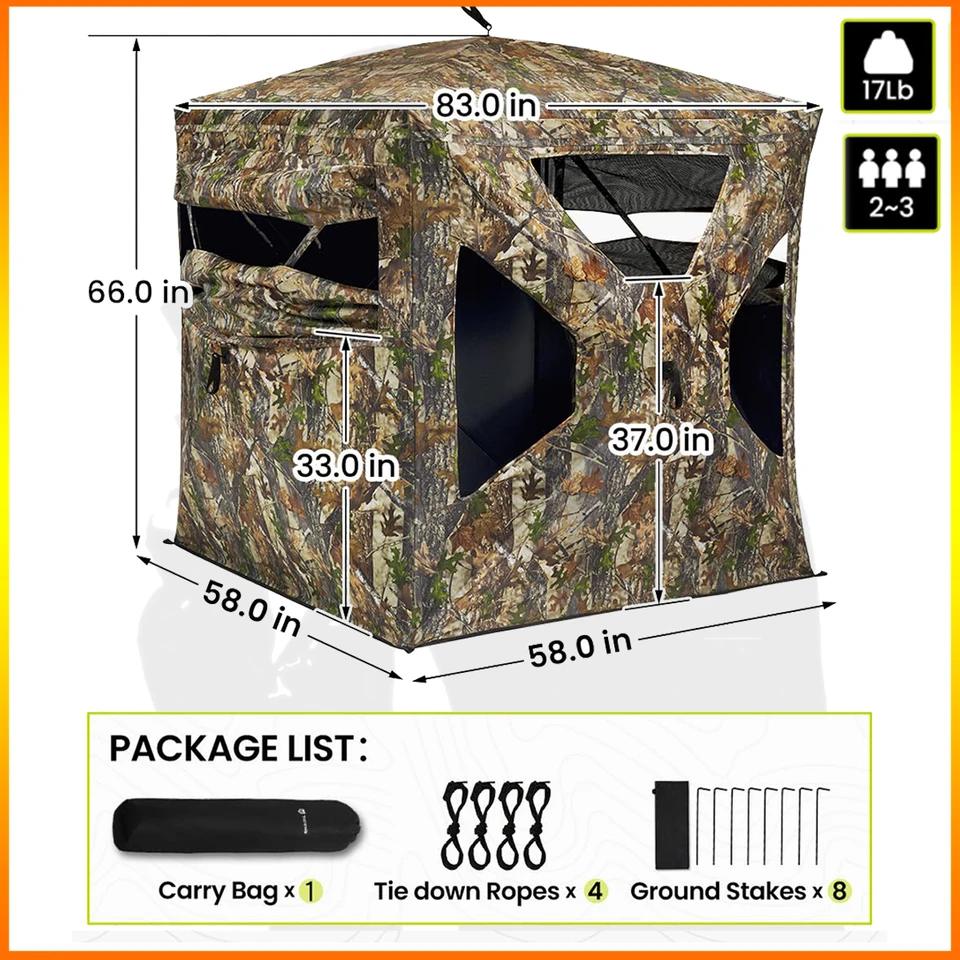 AUSCAMOTEK See Through Ground Blind For Deer Hunting, 2-3 Person - View #8