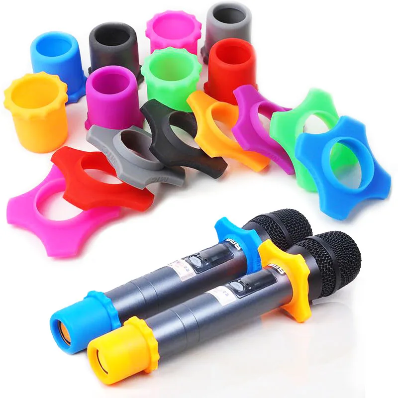 Microphone Soft Silicone Skidproof Case Wired/Wireless Mic Anti-Slip Base Non-Skid Ring KTV Replacement Drop Resistance Circle microphone cover microphone accessories
