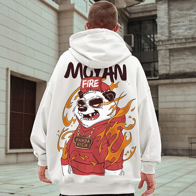 Sudadera oversize con capucha y estampado gráfico de anime