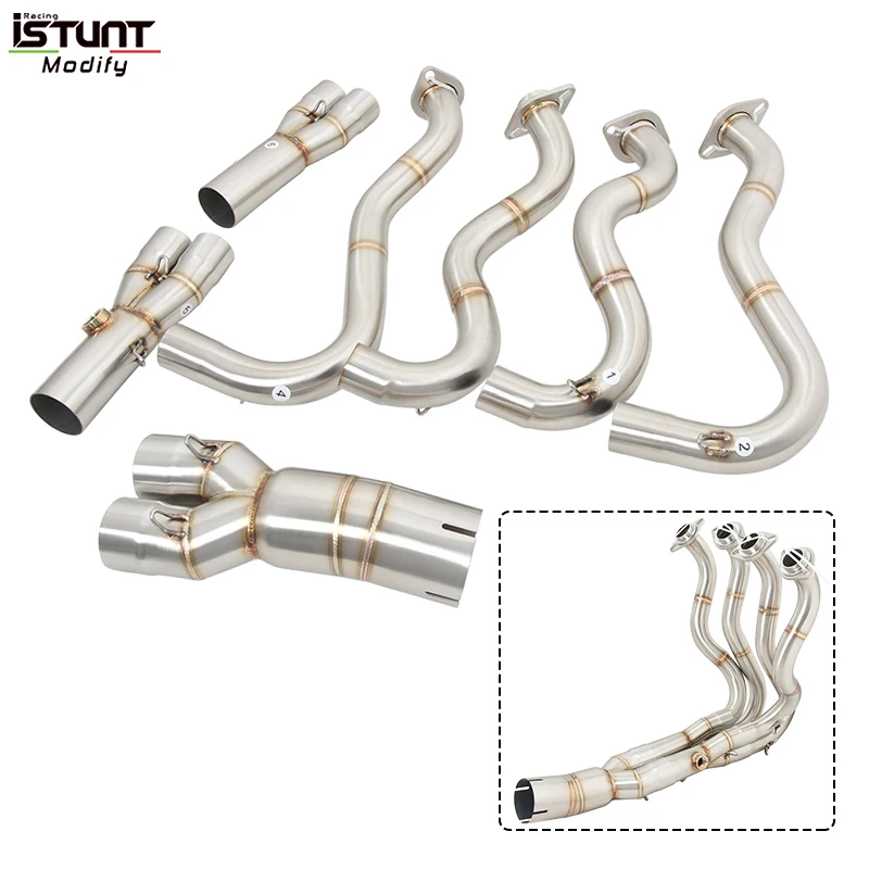 Full System Motorcycle Exhaust Escape Moto For Kawasaki ZX6R 636 2009 - 2022 stainless steel Modify Connect Front Mid Link Pipe - Image 5