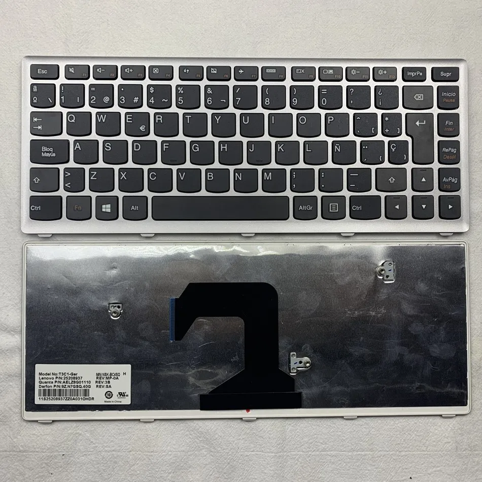 

Spanish Laptop keyboard for Lenovo U410 Silver Frame T3C1-Ger PN 25208937 SP Layout