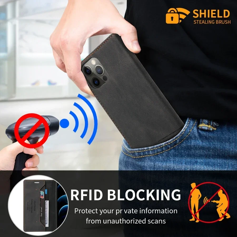 Wallet Anti Theft Brush Flip Leather Case For Samsung Galaxy S25 Ultra S24 Plus S23 S22 S21 S20 FE A15 A16 A35 A36 A53 A55 A56 leather wallet case leather case phone case leather phone case