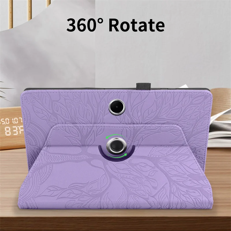 Embossed 360° Rotating PU Leather Stand Tablet Case Cover