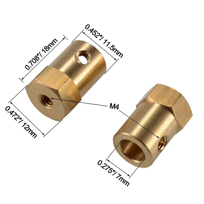 2/3/3.17/4/5/6/7/8mm Hexagonal Brass Shaft Coupling Motor Transmission Connector Screws Wrench Model Car Wheels Tires Shaft flexible coupling shaft coupler shaft connector rigid shaft coupler