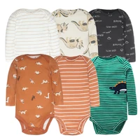 6PCS Baby Girl Clothes 2023 Unisex 100% Cotton Baby Bodysuits Long Sleeves Newborn Baby Boy Jumpsuit infantil Clothing Ropa Bebe 4