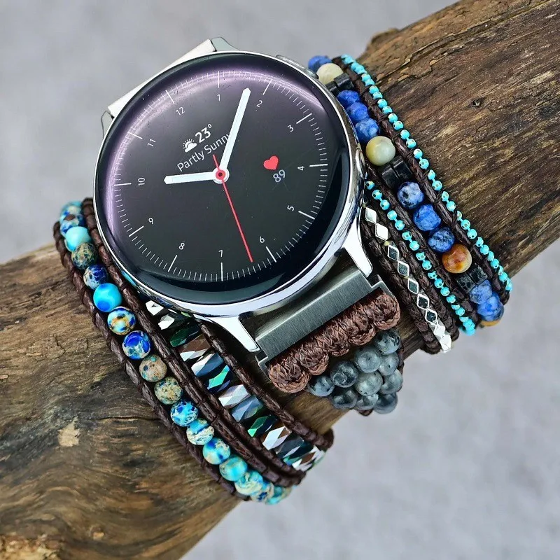Фото Ремешок Женский Для Galaxy Watch 3 4 Amazfit Bip GTS GT/2/2Pro GT 2E GTR 3Pro, браслет из натурального камня, в богемном стиле, 20 мм 22 мм №4