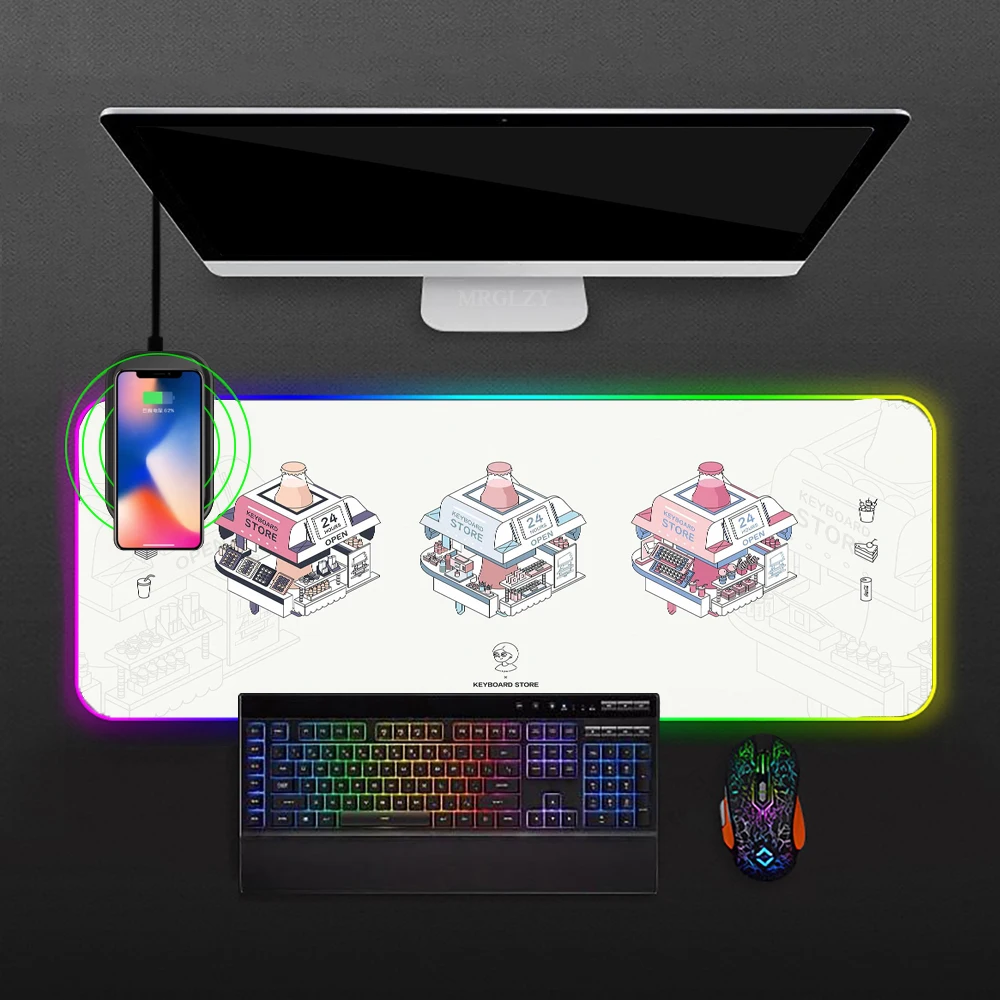 

RGB Wireless Charging Mousepad Keyboard Switch Pc Accessories Mouse Mats Desk Mat Carpet Keyboards Gaming Laptops Table Pads