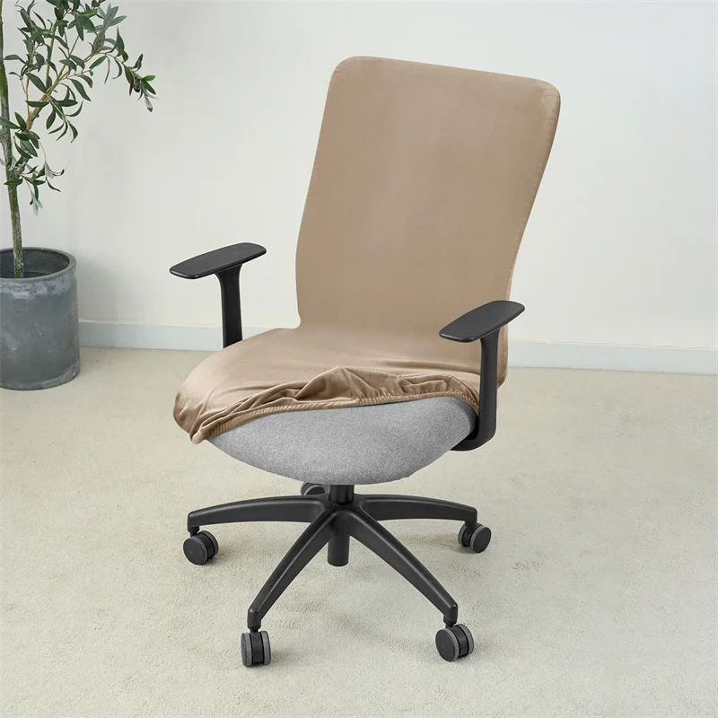 1PC Velvet Computer Office Chair Cover Solid Color Stretch Armchair Slipcover Anti-dirty Rotating Gaming Desk Seat Chair Covers 4