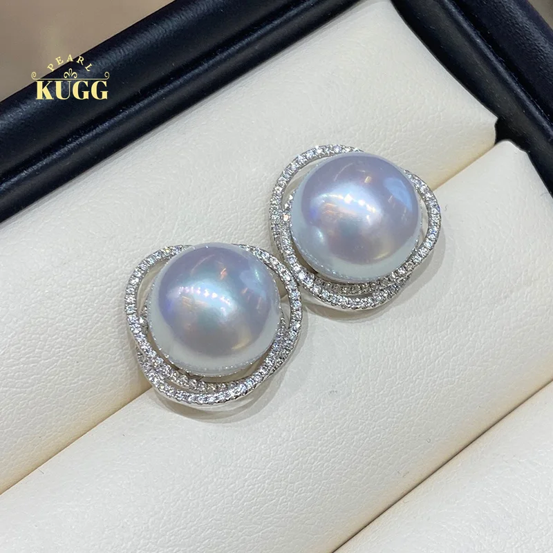 KUGG PEARL 18k White Gold Earrings 12-13mm Natural Australian White Pearl Stud Earring Luxury Diamond Jewelry for Women 1 KUGG PEARL 18k White Gold Earrings 12-13mm Natural Australian White Pearl Stud Earring Luxury Diamond Jewelry for Women