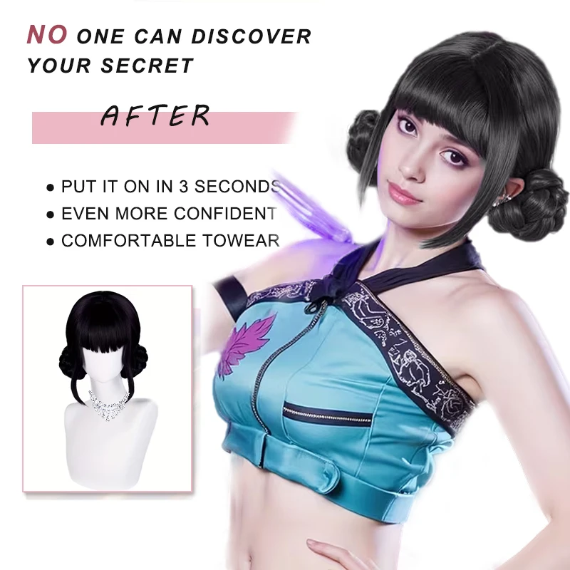 LUPU Movie Kpop Kids Girls Cosplay Wig Mira Rumi Zoey Demon Hunters Purple Black Red Long Hair Halloween Cosplay Props