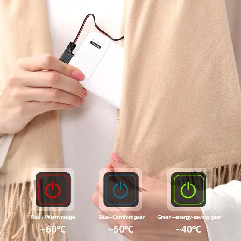 Frauen Männer Heizung Temperatur Schal 3 Gänge Einstellbare USB Lade Wärme Control Hals Wärmer Für Camping Laufen_voghion.com
