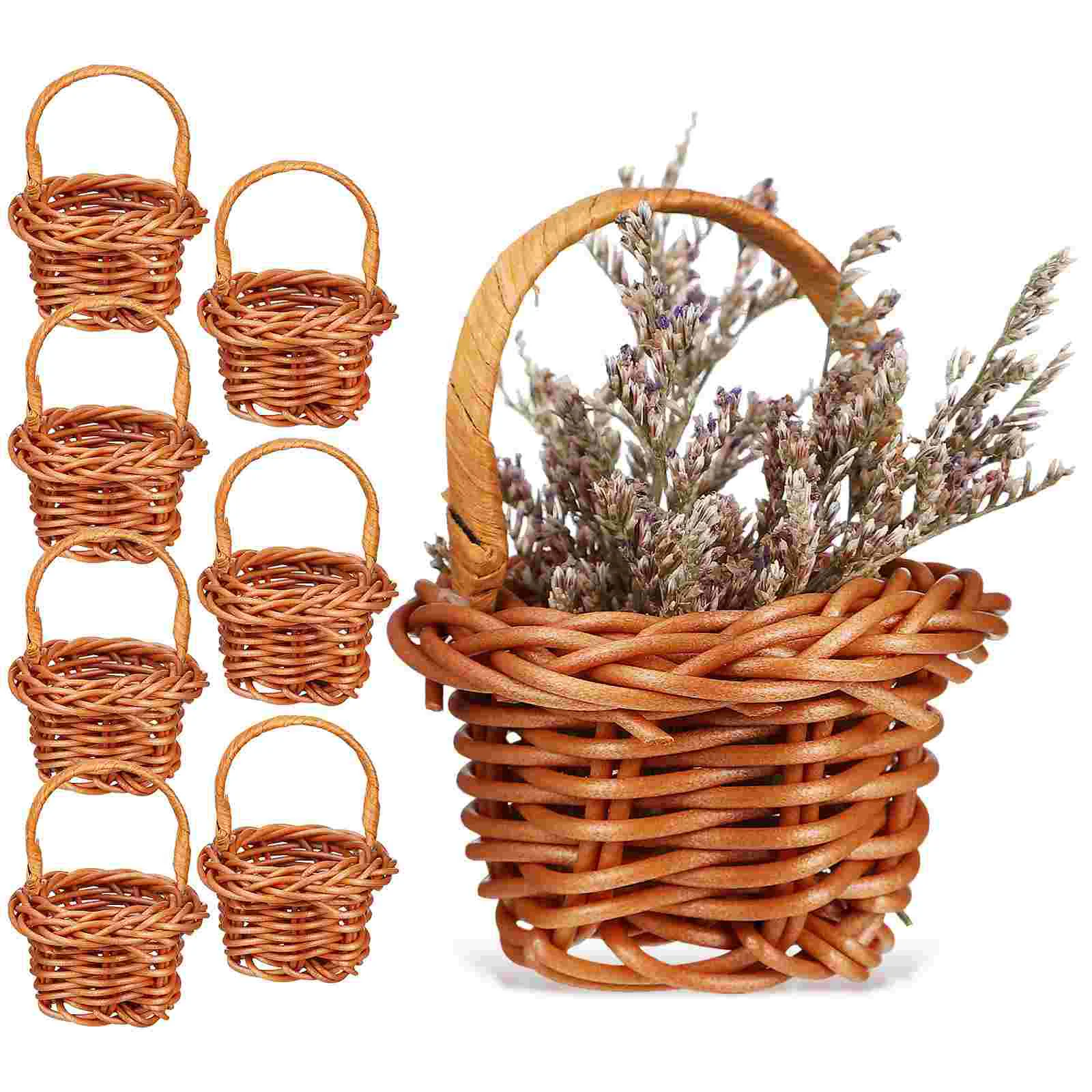 Rattan Woven Mini Flower Basket Small Handheld Basket Sundries Storage Basket Wedding Party Decoration