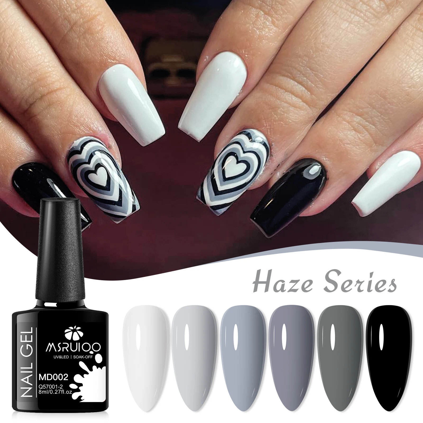 MSRUIOO 6Pcs/Set Gray Color Series Gel Nail Polish With BoxHaze Semi Permanent Nail Art Gel Varnish Manicure For Nails Winter 2