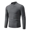 Autumn New Sweater Men's Half High Neck Basic Solid Color Casual Versatile Round Neck Knit with Slim Fit Elastic Sweater Inside 3