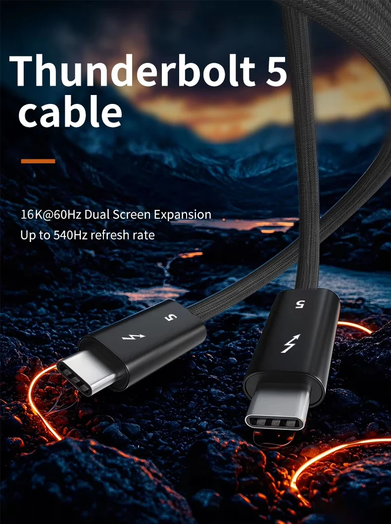 Premium Thunderbolt 5 USB-C Fast Charging Cable - 240W Power, 80Gbps Data Transfer, 16K Video Support
