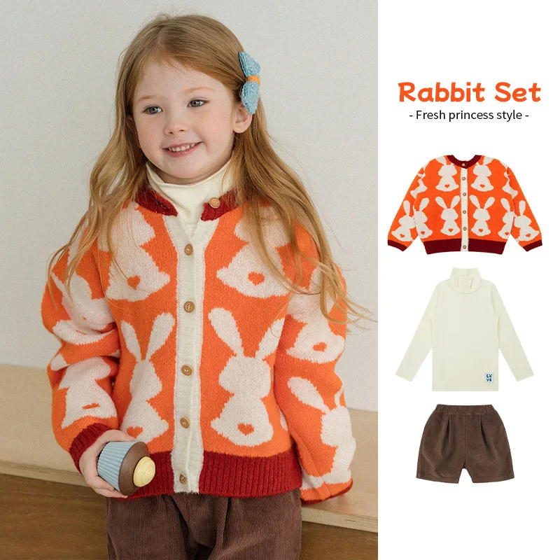 Clothing Sweater Boys And Girls Foreign Trade Hooded Long-Sleeved Baby Three-Piece Suit