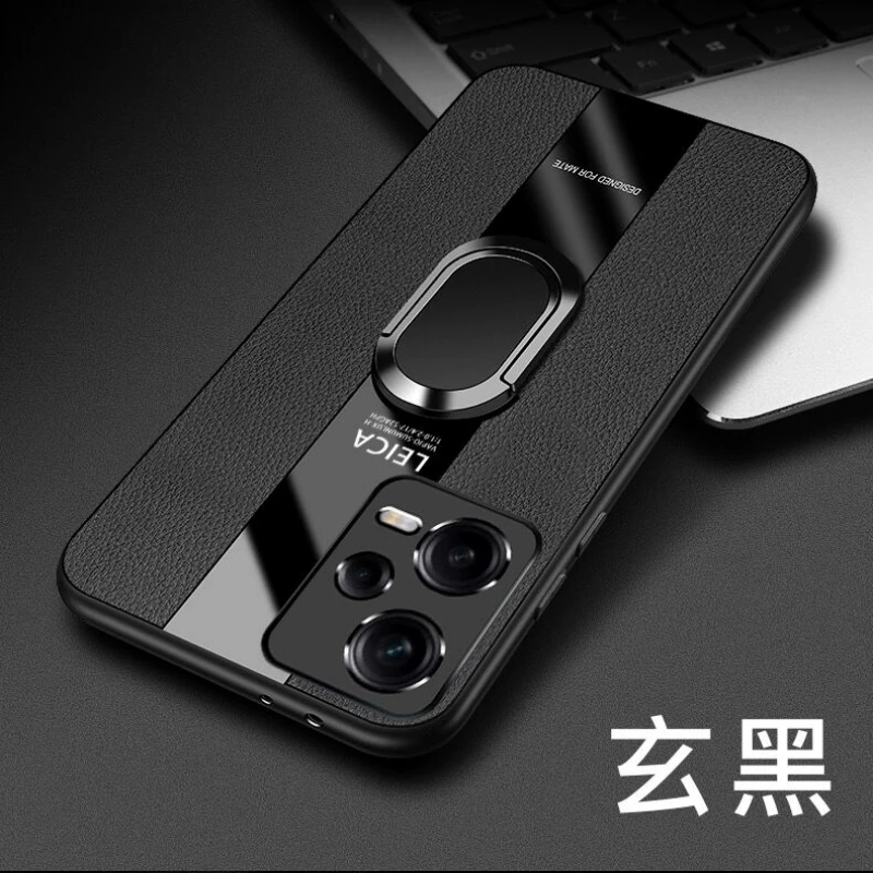 Luxury Leather Shockproof Magnetic Ring Stand Phone Case