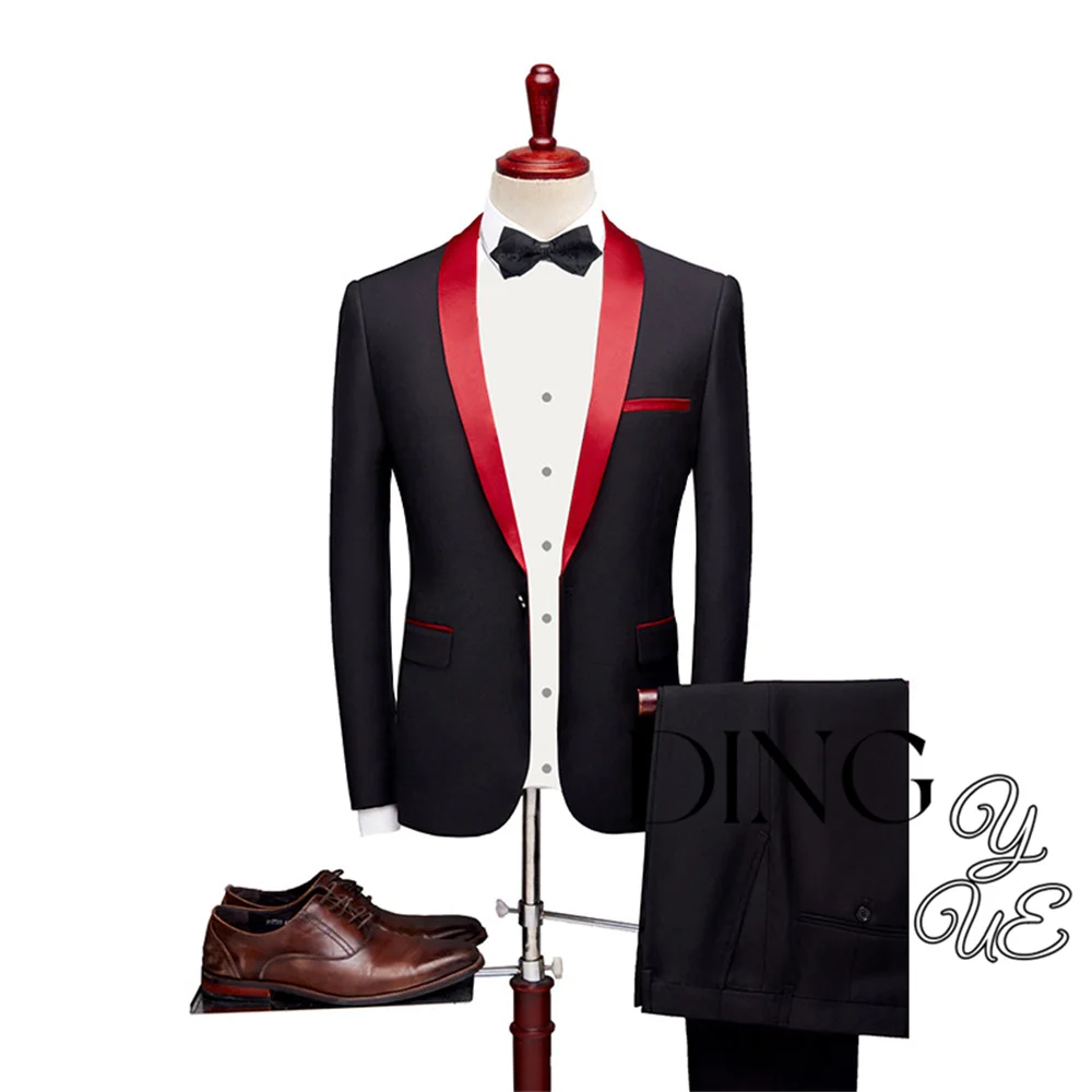 Classy Wedding Tuxedos Suits Slim Fit Bridegroom For Men 3/2 Pieces Groomsmen Suit Male Formal Business (Blazer+Vest+Pants）