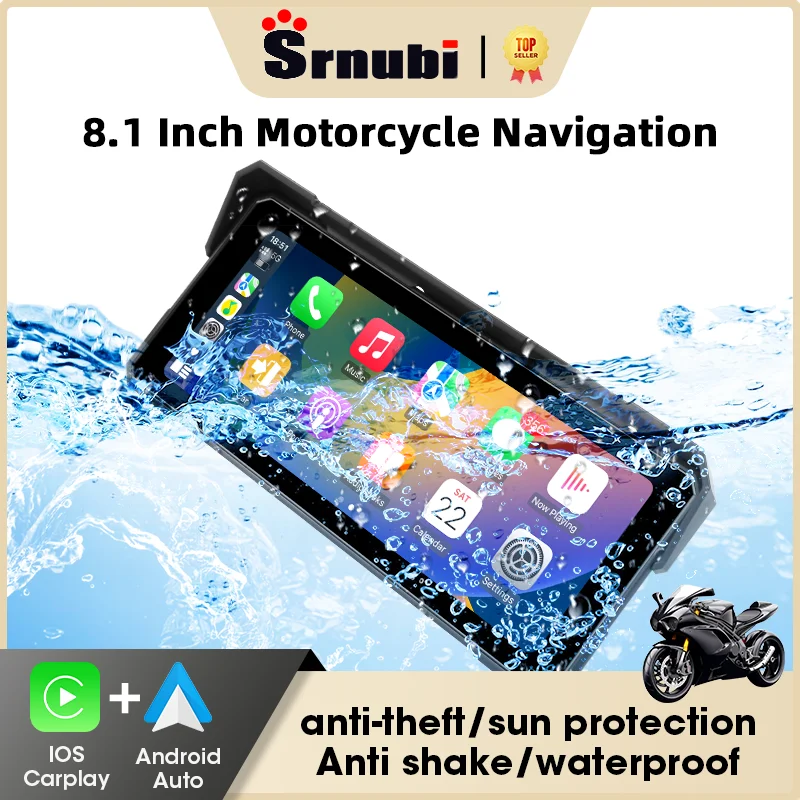 7/8.1Inch Portable Motorcycle Multimedia Player Wireless CarPlay Android Auto GPS Navigation Airplay Display Screen BT Waterproof motorcycle navigation display motorcycle navigation screen