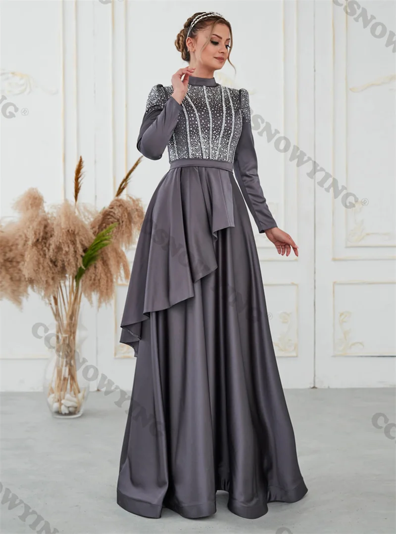 Brocade Evening Dress women formal Long wedding Dress Long sleeve, Gold-  Islamic | eBay