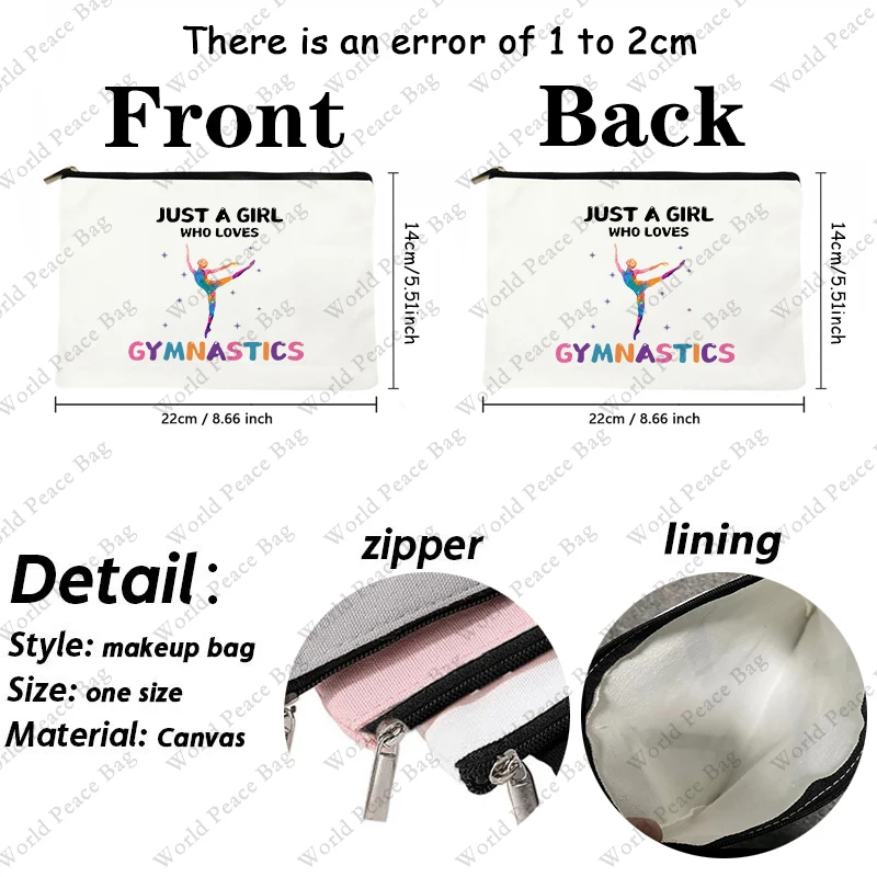 1 pc just a who love Gymnastics pattern Makeup Bag, Gymnastics Gifts,Girls Gymnastics Cosmetic Bag 2