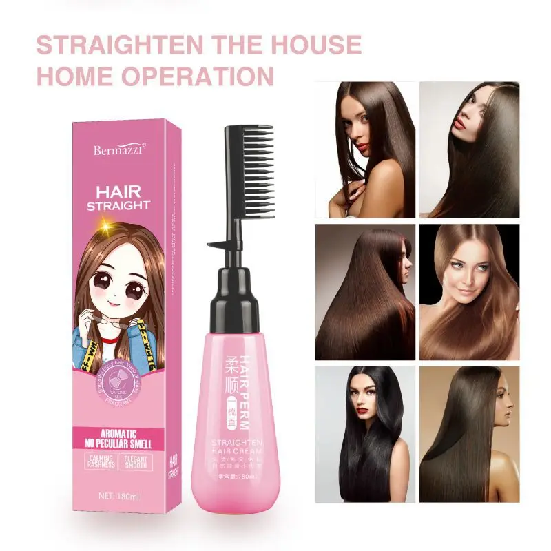 180ml Hair Straightening Cream Comb Fast Smoothing Keratin Hair Treatment  Aromatic No Peculiar Smell Easy Press Hair Care - Hair Relaxers - AliExpress