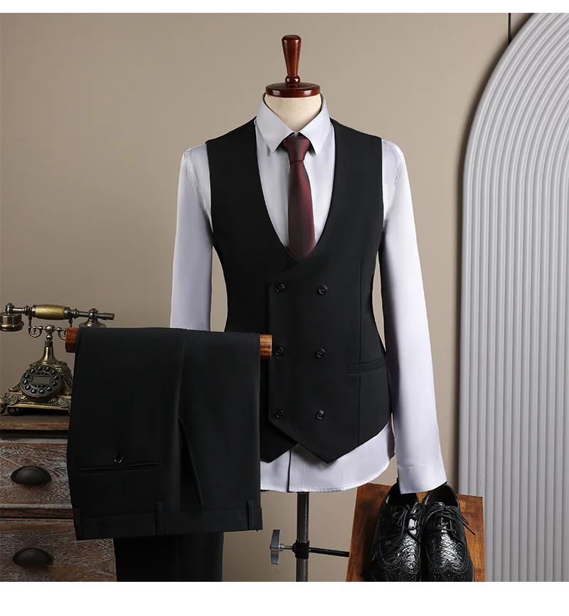 Mens Suit Dress Vests Vest trousers men's formal suit leisure business gentleman Korean version anti-wrinkle slim profession