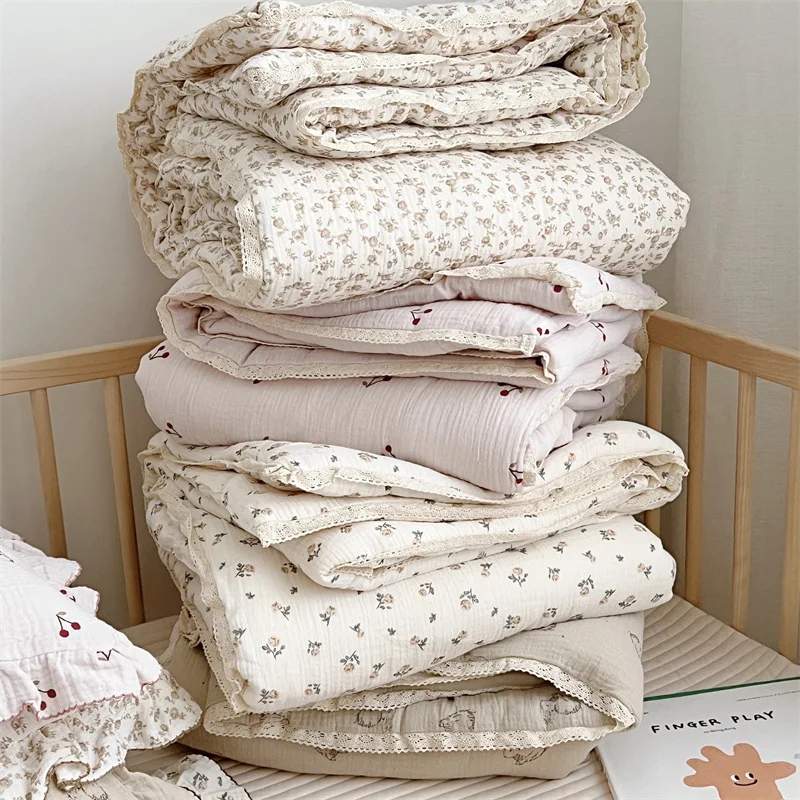 Cotton Muslin Quilt Blanket Reversible Cotton Muslin Throw Blanket Twin Size cotton blanket