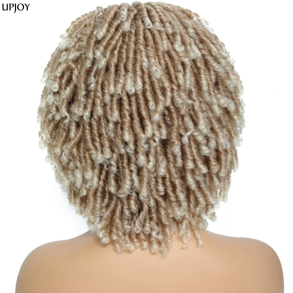 Dreadlock Headband Wigs for Black Women UPJOY Soft Short Twist Wig Synthetic Braided Wigs with Headband Attached Faux Locs synthetic hair wigs