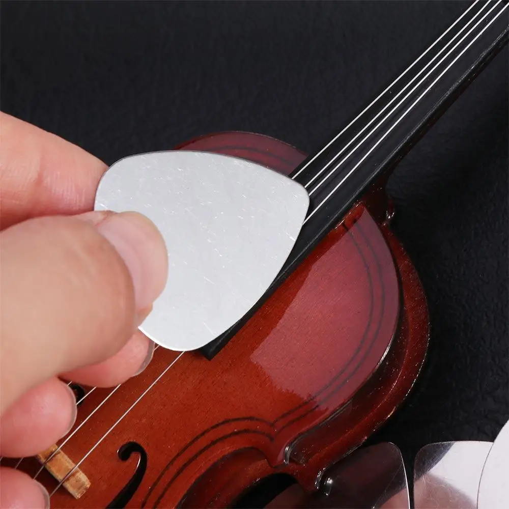 10PCS 0.3mm Stainless Steel Guitar Picks Triangle Gestures Metal Guitar Plectrum Adhesive Mediator Finger Shrapnel Bass Guitar