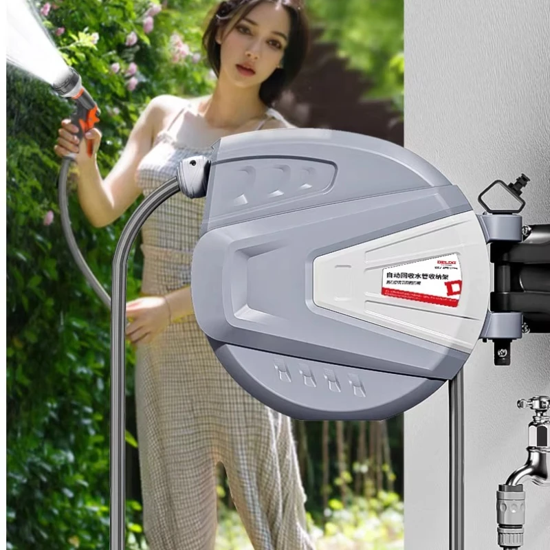 벽걸이형 자동 감김식 정원 호스 릴, 수납형 정원 호스 릴, 공간 절약형 물주기용 보관 랙