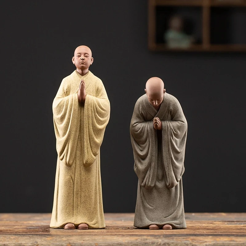 

Chinese Zen monk Ceramic statues modern art sculptures Zisha Little Monk Home living room loft figures decorative statues