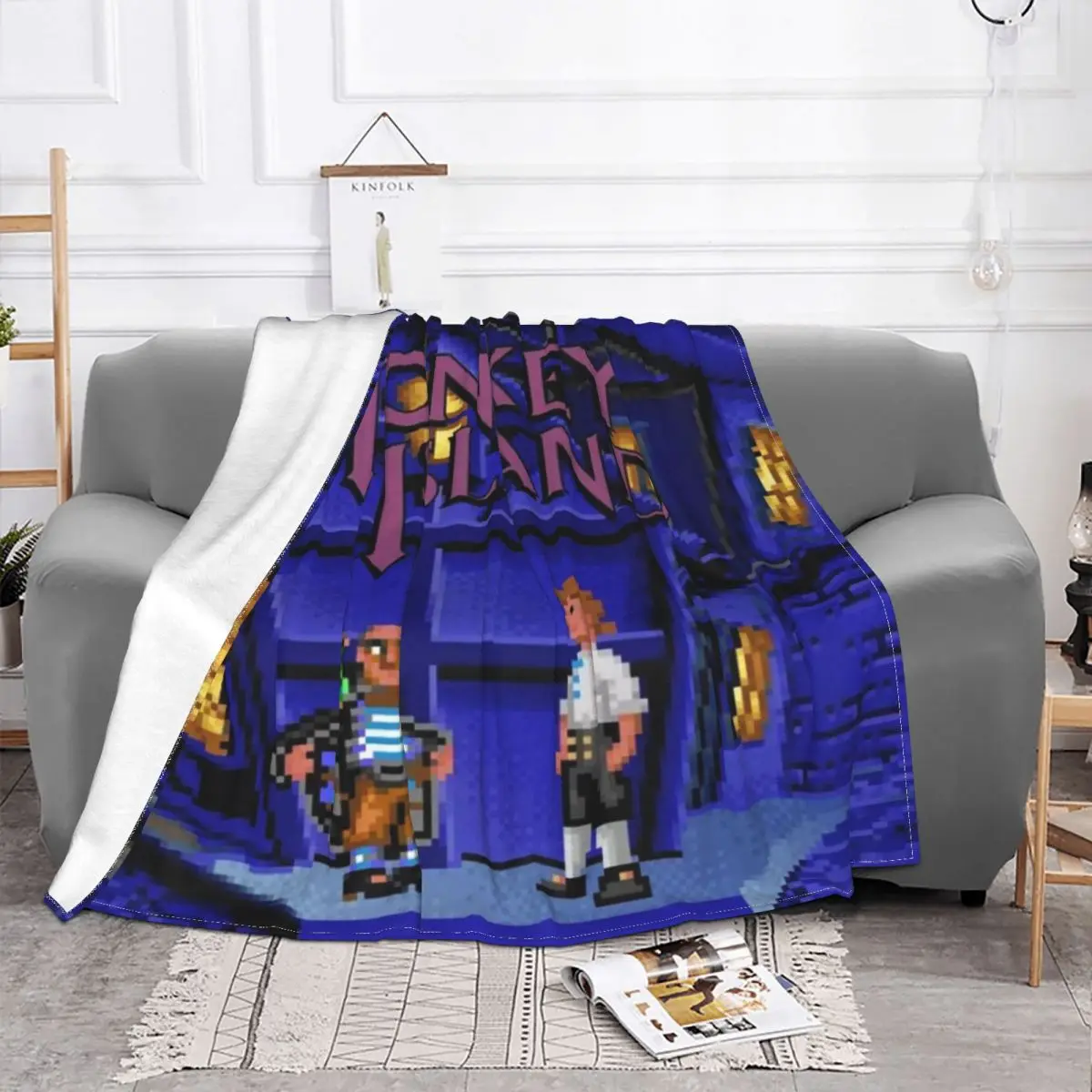 The Secret Of Monkey Island Plaid Blanket Flannel Summer Video Games Portable Thin Throw Blanket for Bedding Couch Rug Piece