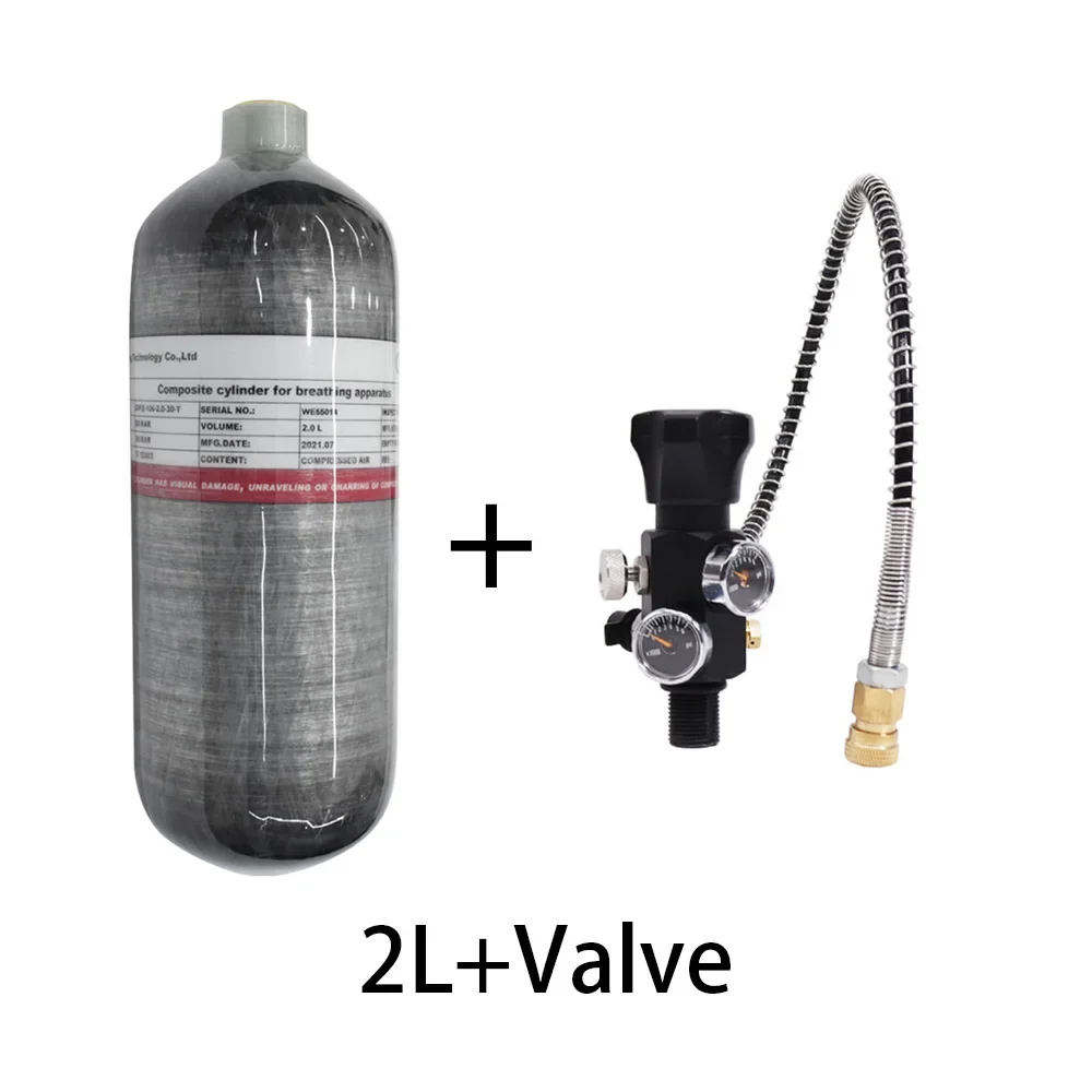 TUXING 2L Carbon Fiber Cylinder with Regulator Gauge valve 4500psi 300Bar High P