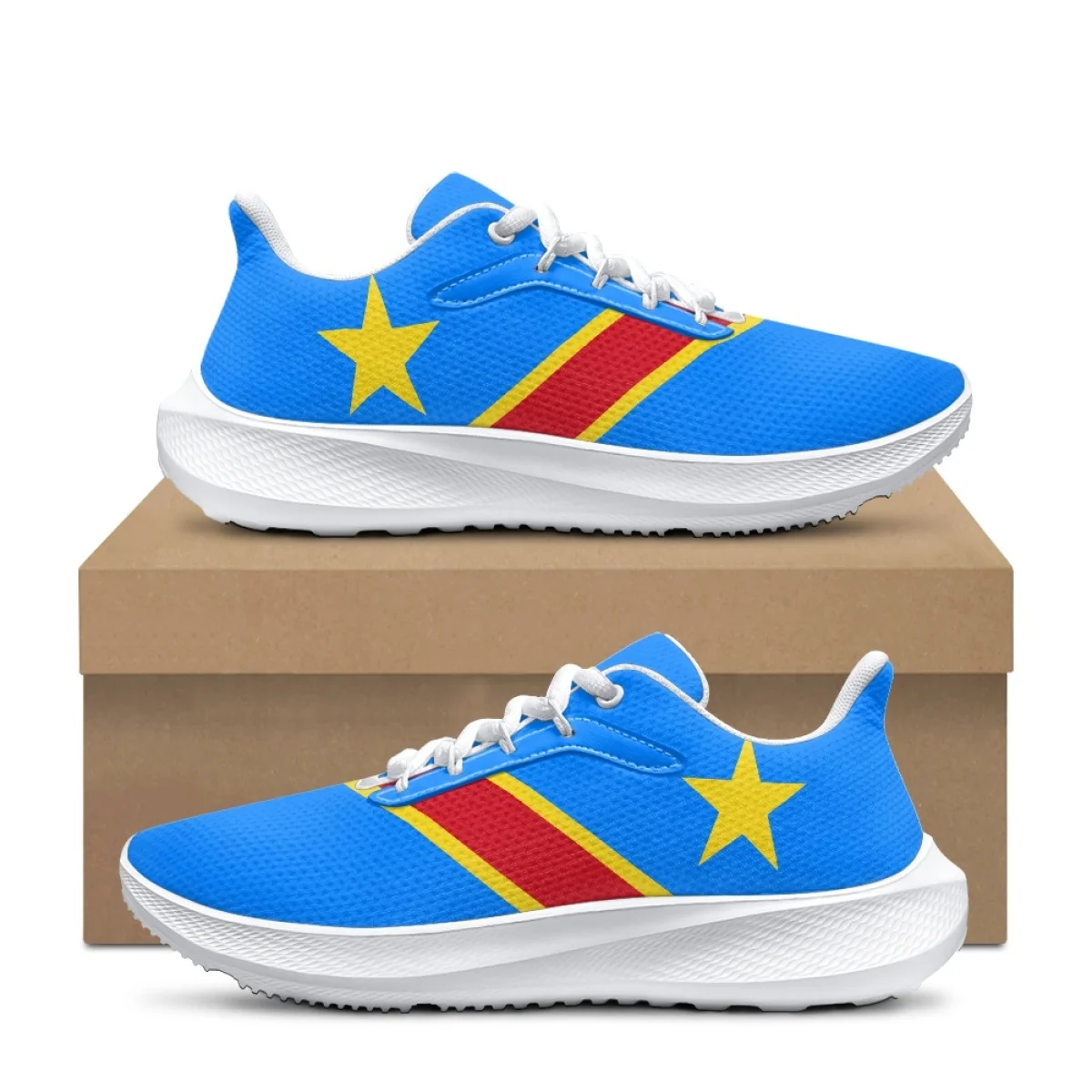 

Cobog Flag Print Athletic Shoes for Women Patriotic Breathable Lace Up Comfort Femme Footwear Platform Sneakers Luxury Designer