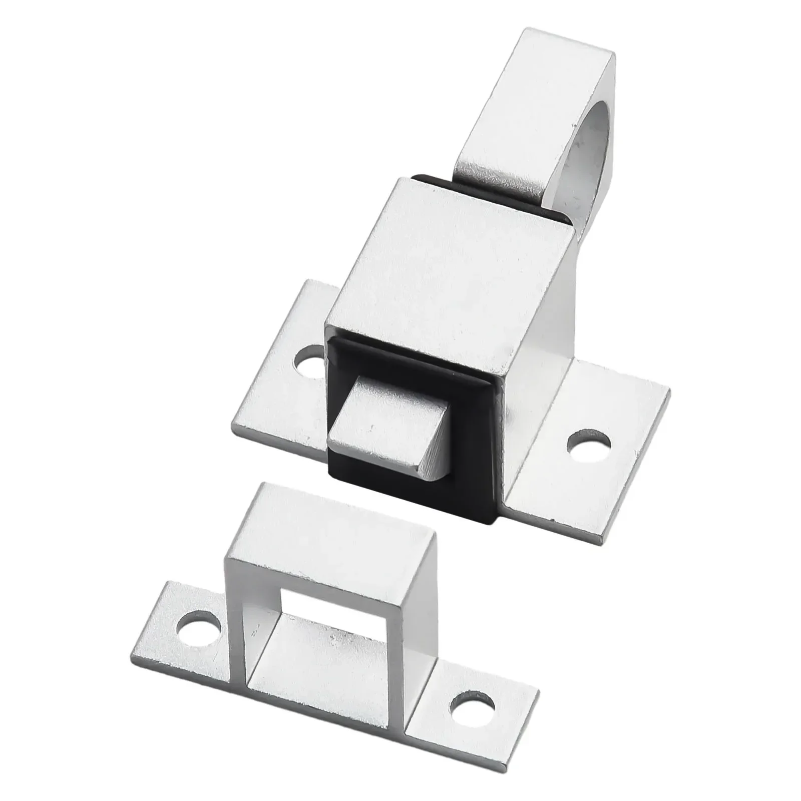 Door Bolt Latch Aluminum Alloy Black White Window Gate Security Pull Ring Spring Bounce Door Bolt Automatic Latch Lock