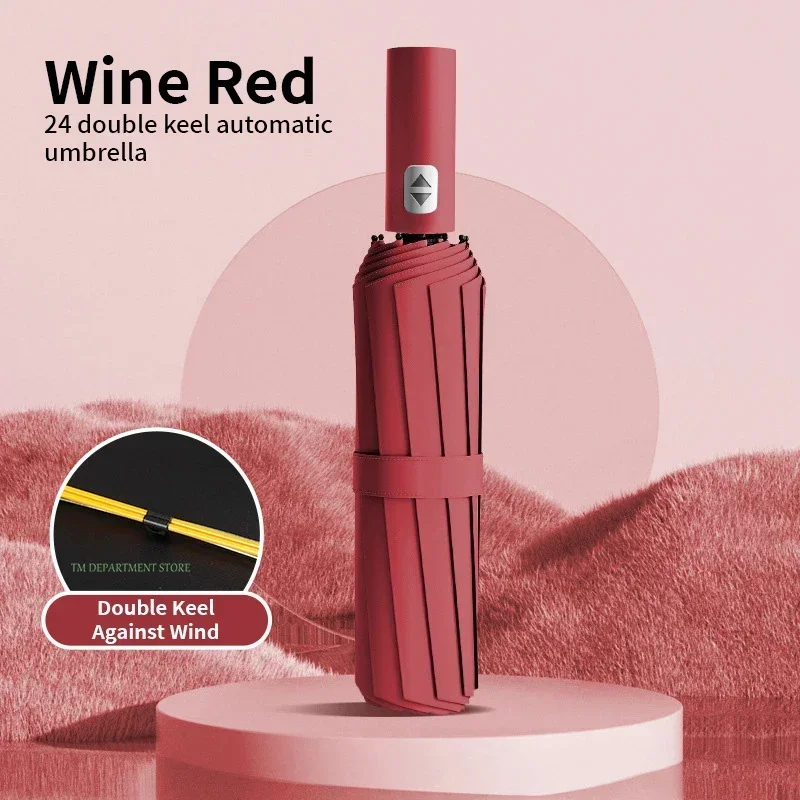 24 Bone Windproof anti-UV Fully Automatic Large Umbrella 3 Folding Ribs Double Umbrella Travel Rain Men Women Umbrellas UPF Gift folding umbrella automatic umbrella wind resistant umbrella automatic sun umbrella windproof umbrella