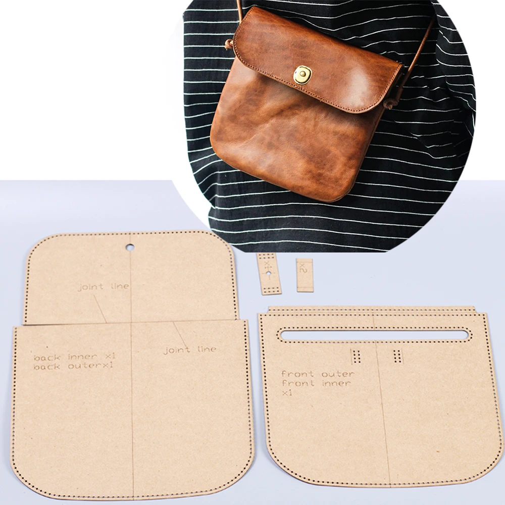 Kraft Paper Sewing Pattern Leather Craft Vintage Shoulder Bag Die Cutting Template 500gsm 19x18x1.5cm
