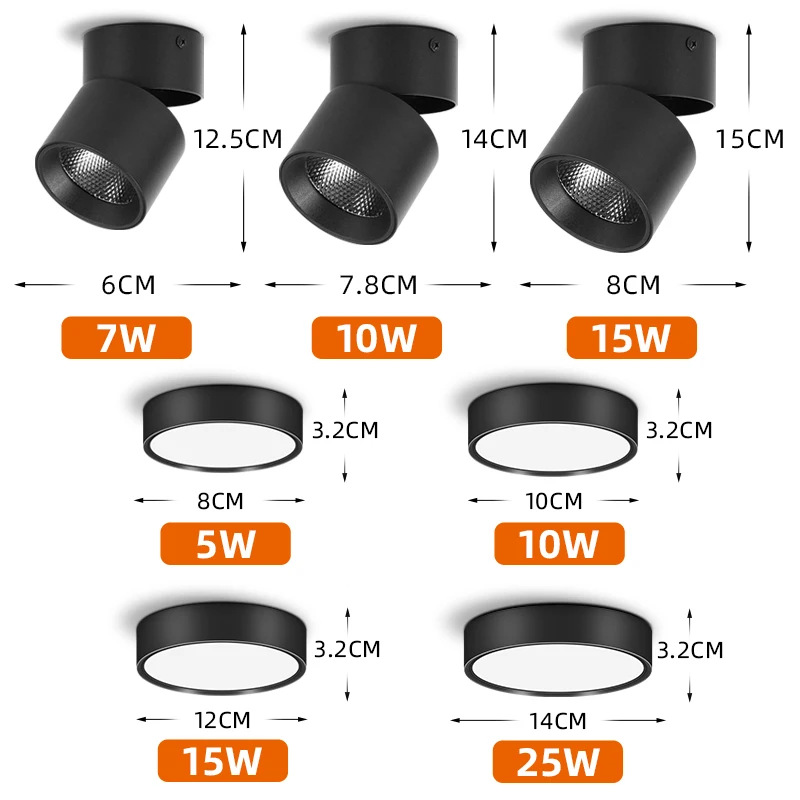 Led Faltbare Scheinwerfer Downlight Spot Led 220v Aluminium Leuchte Oberfläche Montieren Innen Decke Lampe Für Zimmer Küche Shop – Detail 5