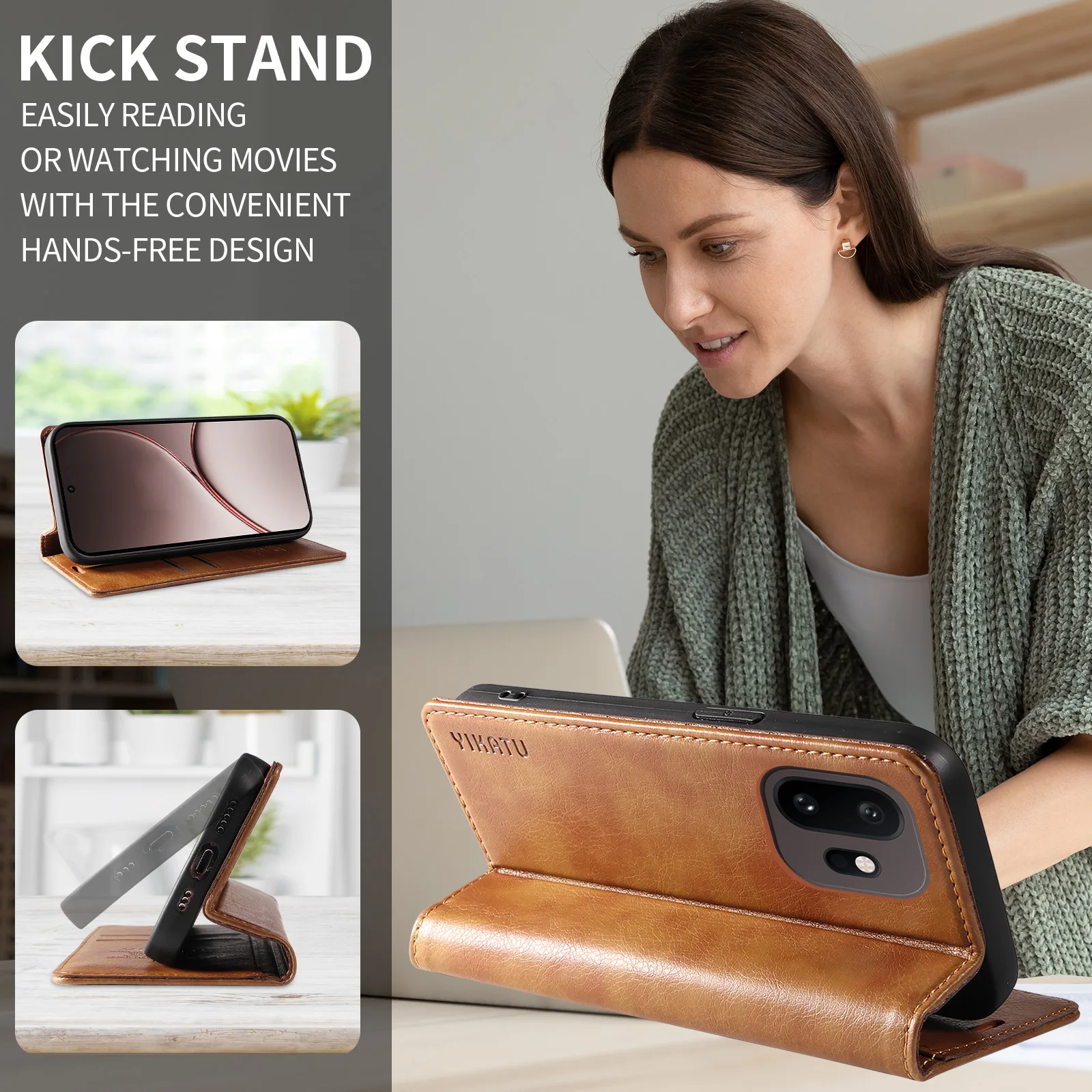 Lychee Grain Leather Wallet Magnetic Flip Case with Ultra Card Holder