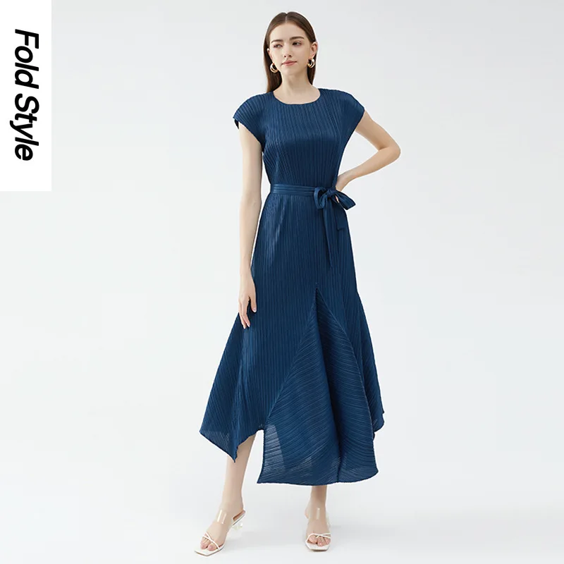 

Casual Solid Color Dress Women's 2024 Summer New Elegant and Elegant Style Small Bag Sleeves Long Swing Flower Bud Dress