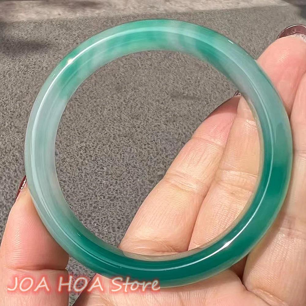 Rare Original Ecological Texture Green Exquisite Jade Bangle Natural Chalcedony Agate Bracelet Stylish Jadeite HANDERING Jewelry