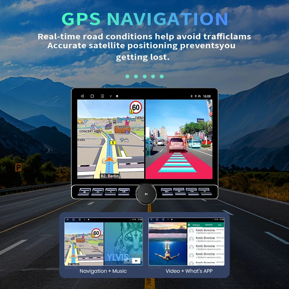13인치 2K QLED 스크린 8코어 DSP 6GB +128GB 카 스테레오 오디오 싱글 노브 카 GPS 터치 스크린 안드로이드 오토 카플레이 안드로이드 카 라디오