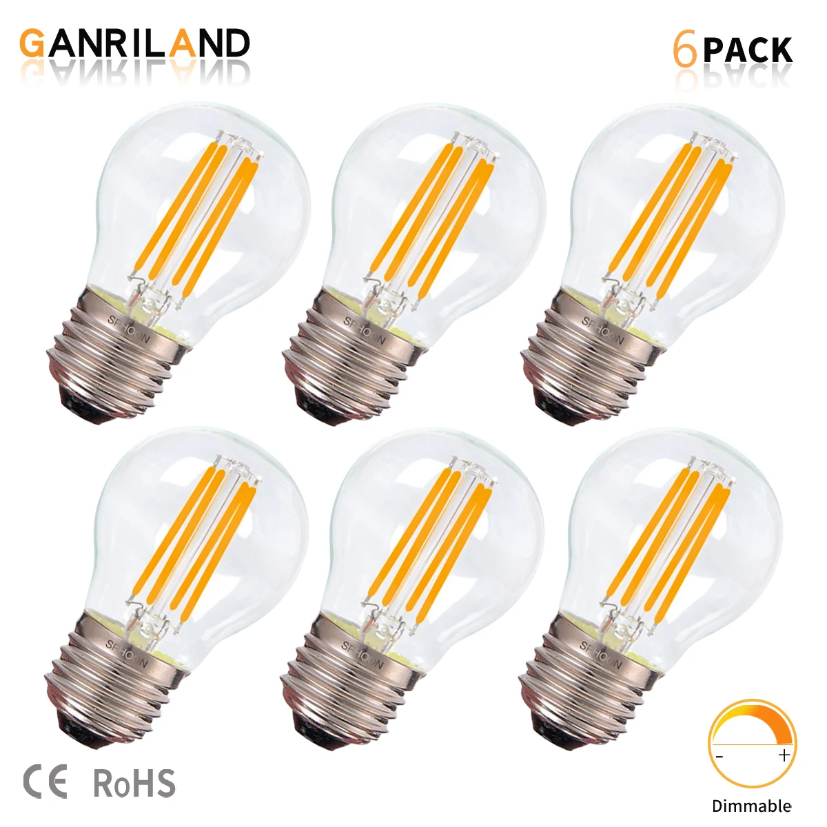 GANRILAND 2W 4W E27 G45 Retro Edison LED Filament Globe Light Bulbs 220V Classic Clear Glass Bulbs For Ceiling Light Lampara