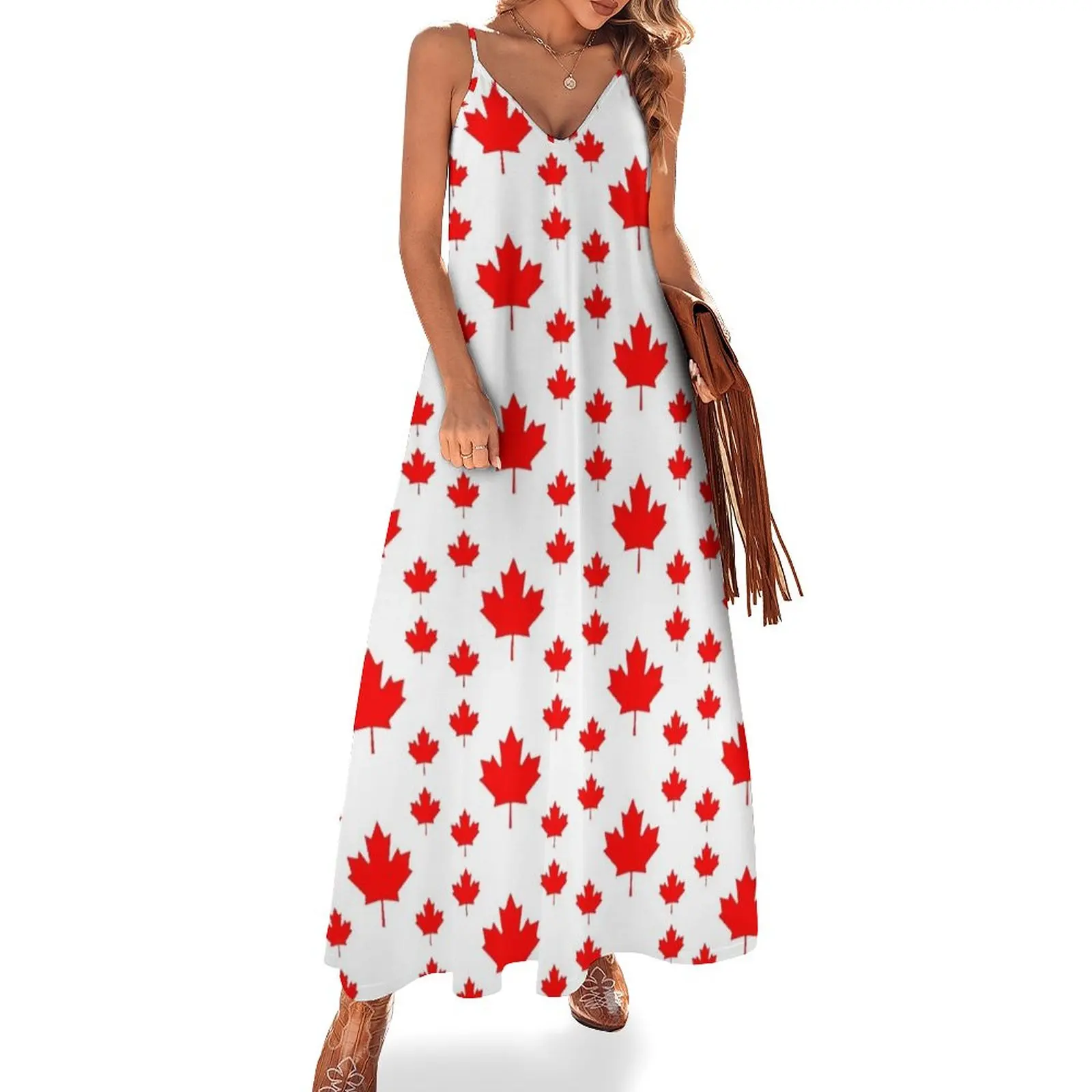 

Canada Leggings - Canadian Maple Leaf Pattern Duvet Sleeveless Dress Elegant gowns elegant guest wedding dress