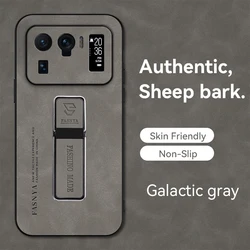 Ultra Thin Leather Phone Case with Soft Bumper and Holder Back Cover for XIAOMI MI 11i (GRAY)