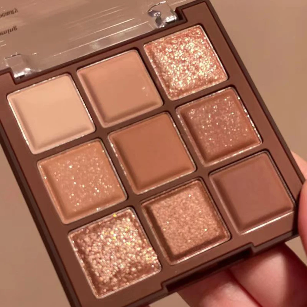 9 Colors Glitter Eyeshadow Palette Pearlescent Matte Earth Color Acrylic Eye Shadows Palette Waterproof Korean Makeup Cosmetics eye shadow,eye shadow plate