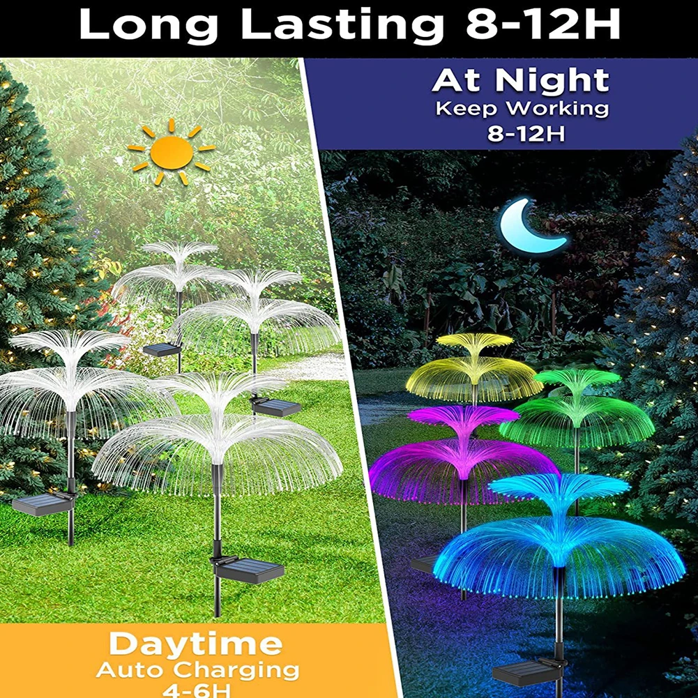 Solar LED Lights Jellyfish 7 Colors Changing Outdoor Waterproof Garden For Pathway Lawn Patio